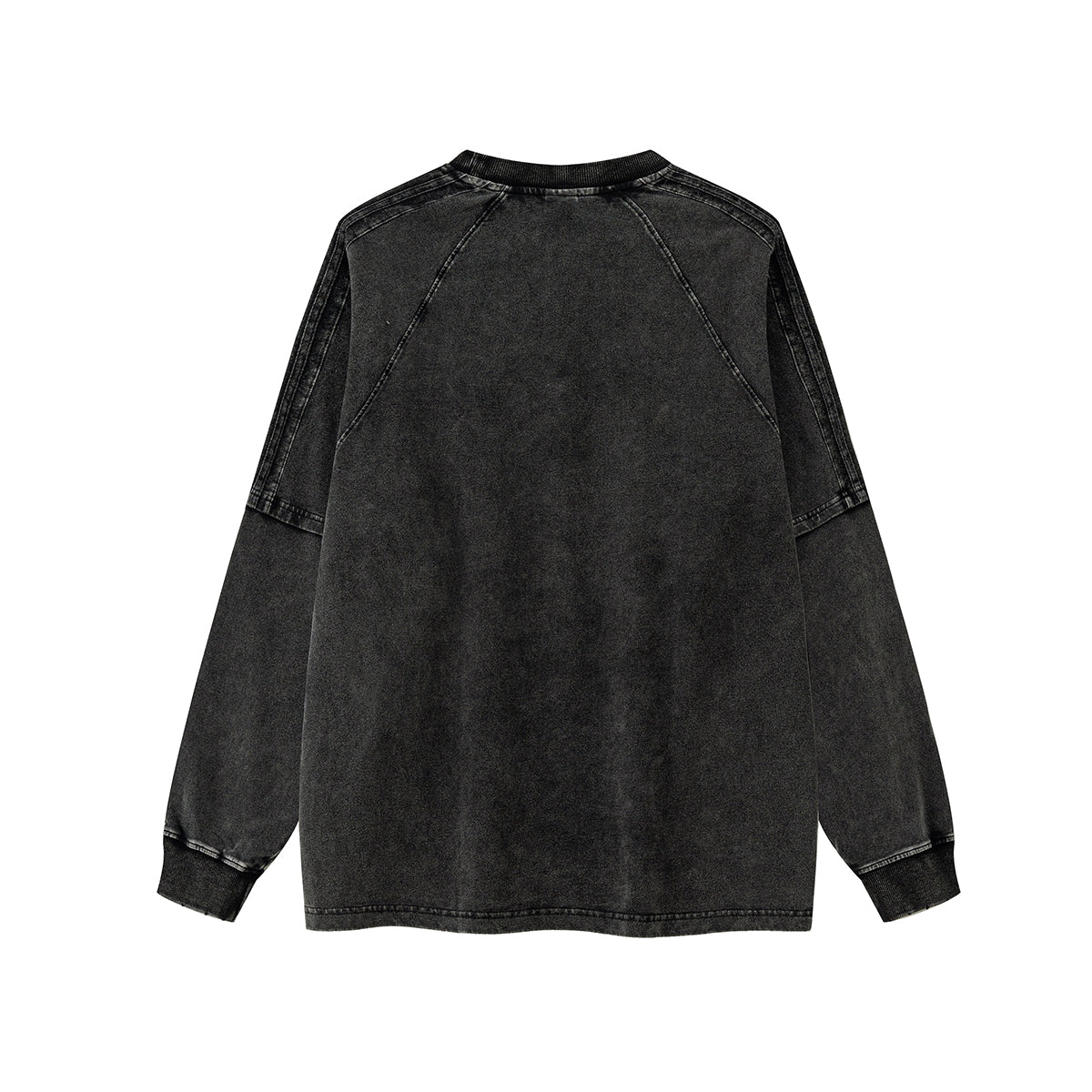 Acid Wash Distressed Long Sleeve Tshirt-INNBLAC Fashion Apparel