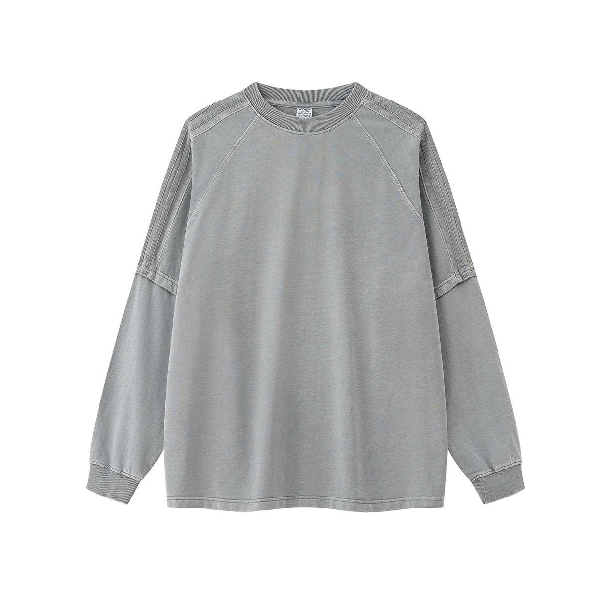Acid Wash Distressed Long Sleeve Tshirt-INNBLAC Fashion Apparel