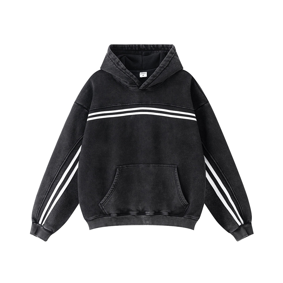 Acid Wash Thick Contrast Stitch Hoodie-INNBLAC Fashion Apparel