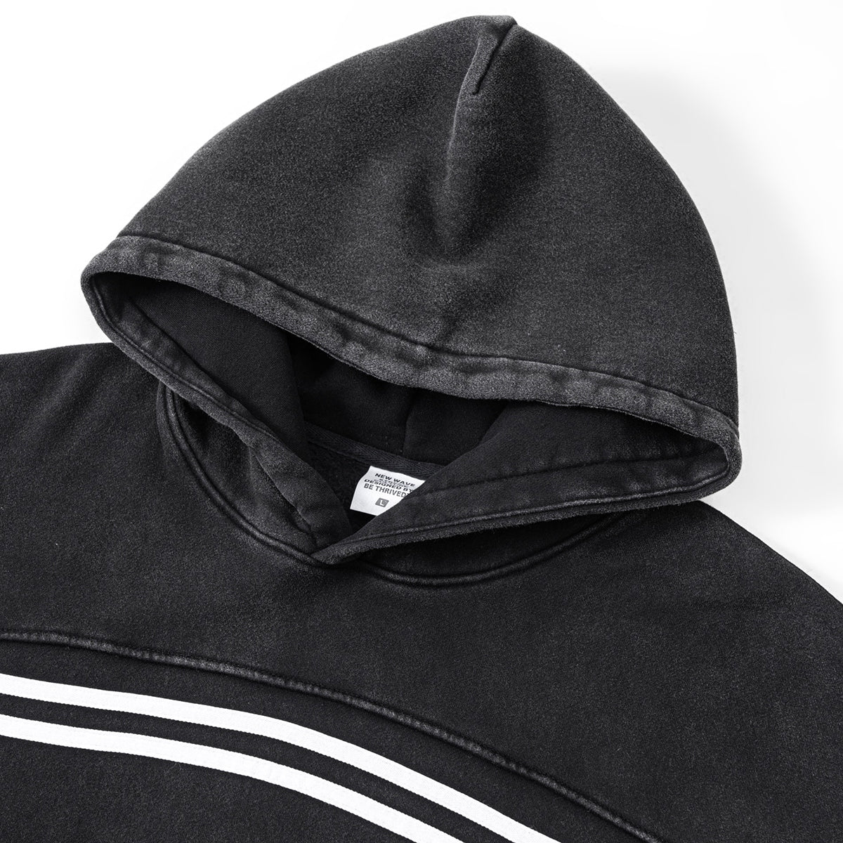 Acid Wash Thick Contrast Stitch Hoodie-INNBLAC Fashion Apparel