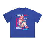 Anime Girl And Books Graphic Tee-INNBLAC Fashion Apparel
