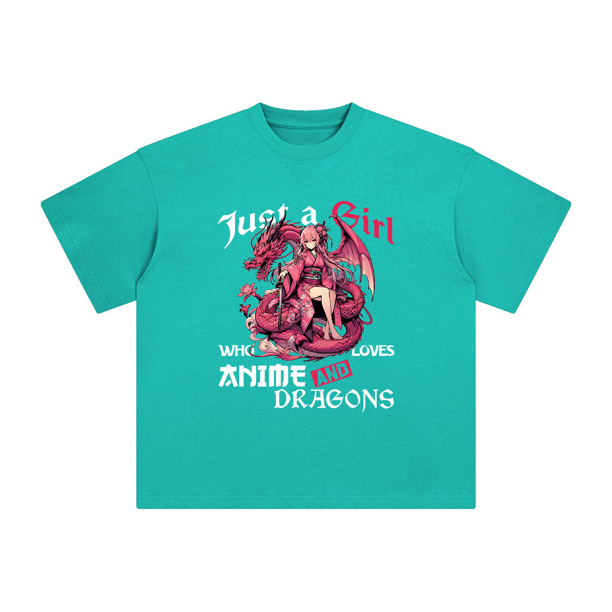 Anime Girl And Dragons Graphic Tee-INNBLAC Fashion Apparel