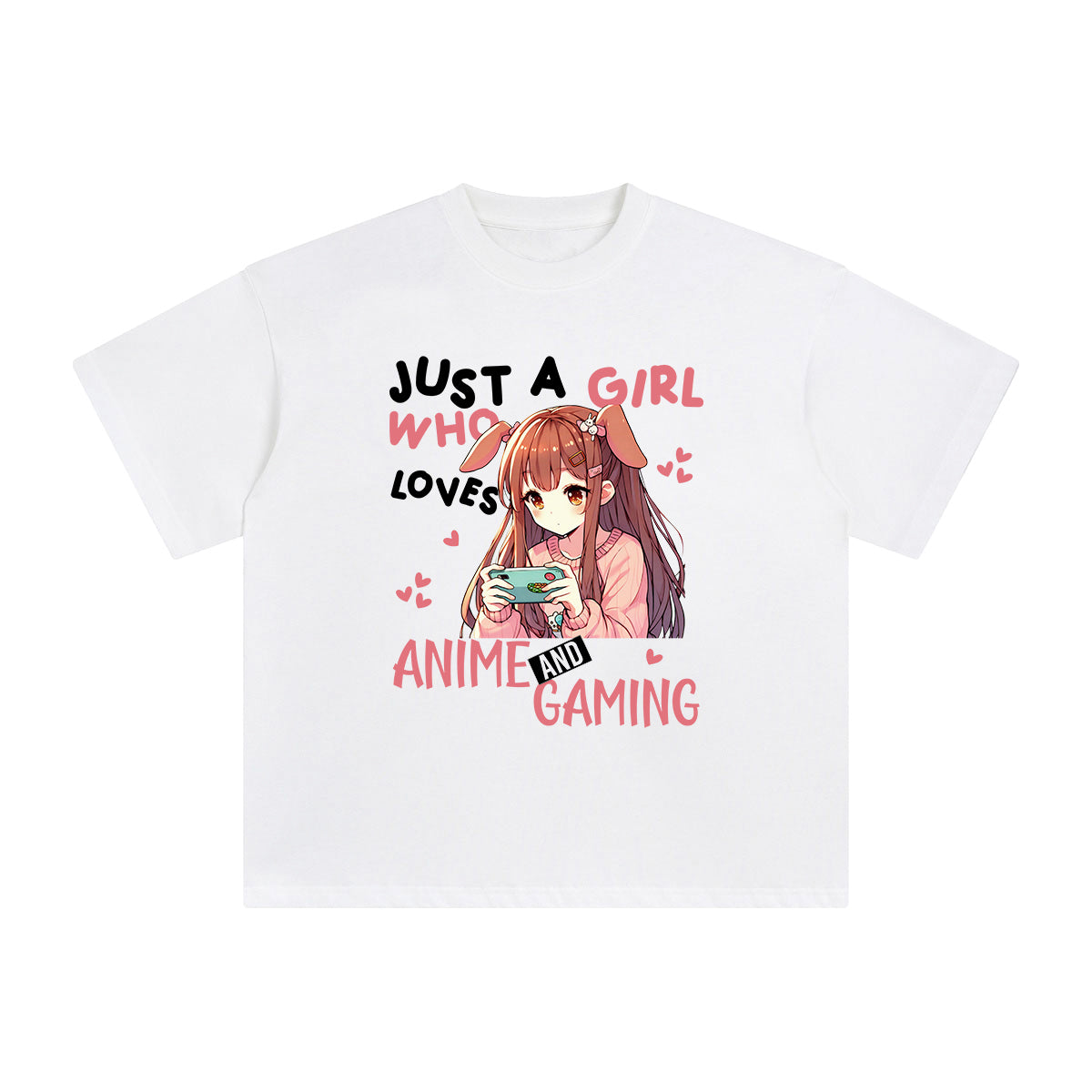 Anime Girl And Gaming Pink Graphic Tee-INNBLAC Fashion Apparel