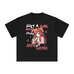 Anime Girl And Gaming Pink Graphic Tee-INNBLAC Fashion Apparel