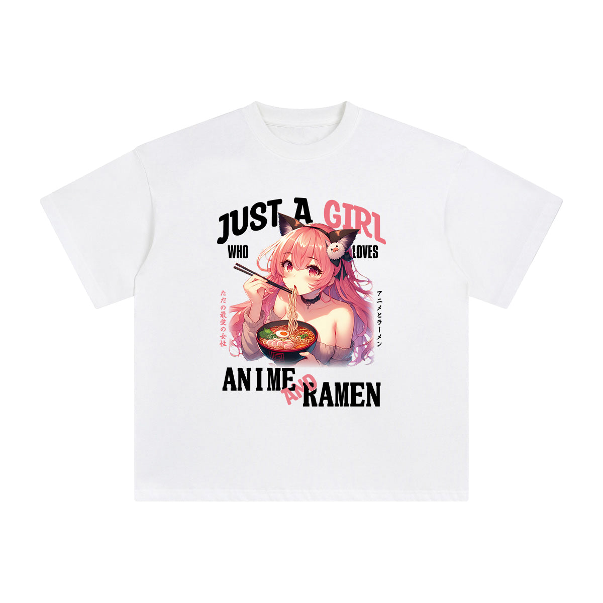 Anime Girl And Ramen Graphic Tee-INNBLAC Fashion Apparel