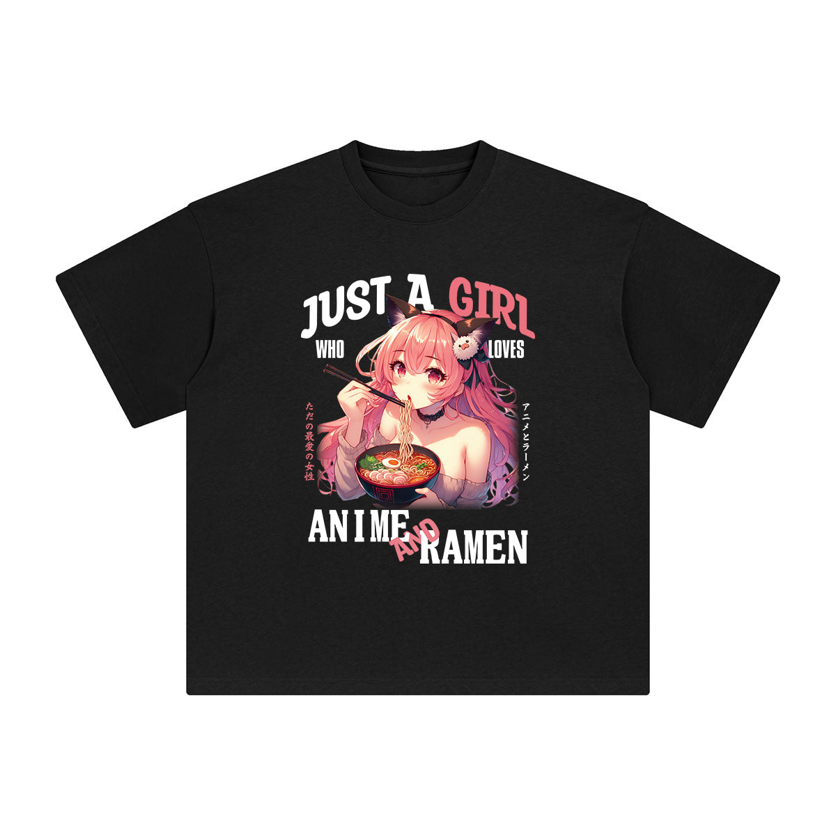 Anime Girl And Ramen Graphic Tee-INNBLAC Fashion Apparel