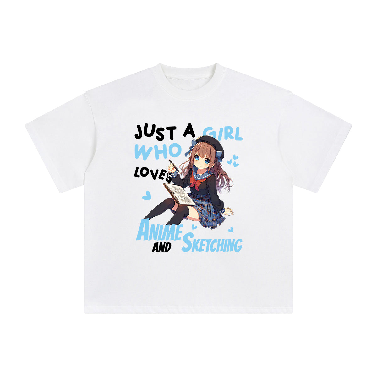 Anime Girl And Sketching Graphic Tee-INNBLAC Fashion Apparel