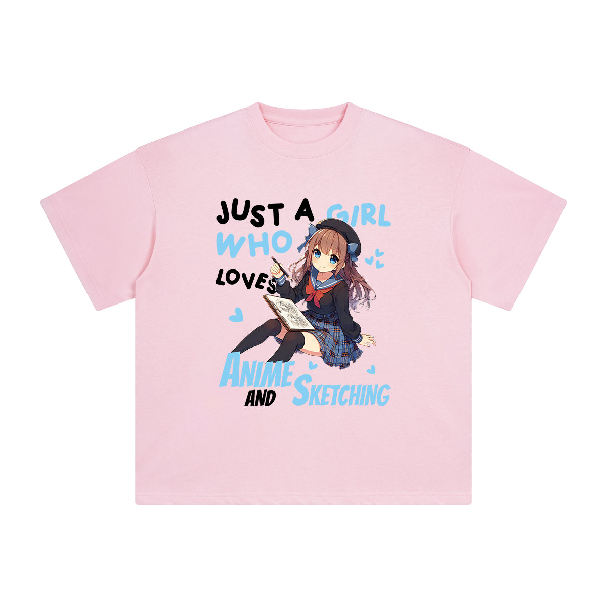 Anime Girl And Sketching Graphic Tee-INNBLAC Fashion Apparel