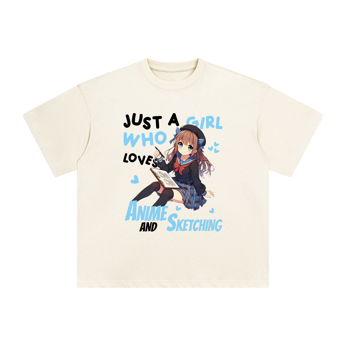 Anime Girl And Sketching Graphic Tee-INNBLAC Fashion Apparel