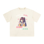 Anime Girl & Boba Royal Blue Graphic Tee-INNBLAC Fashion Apparel