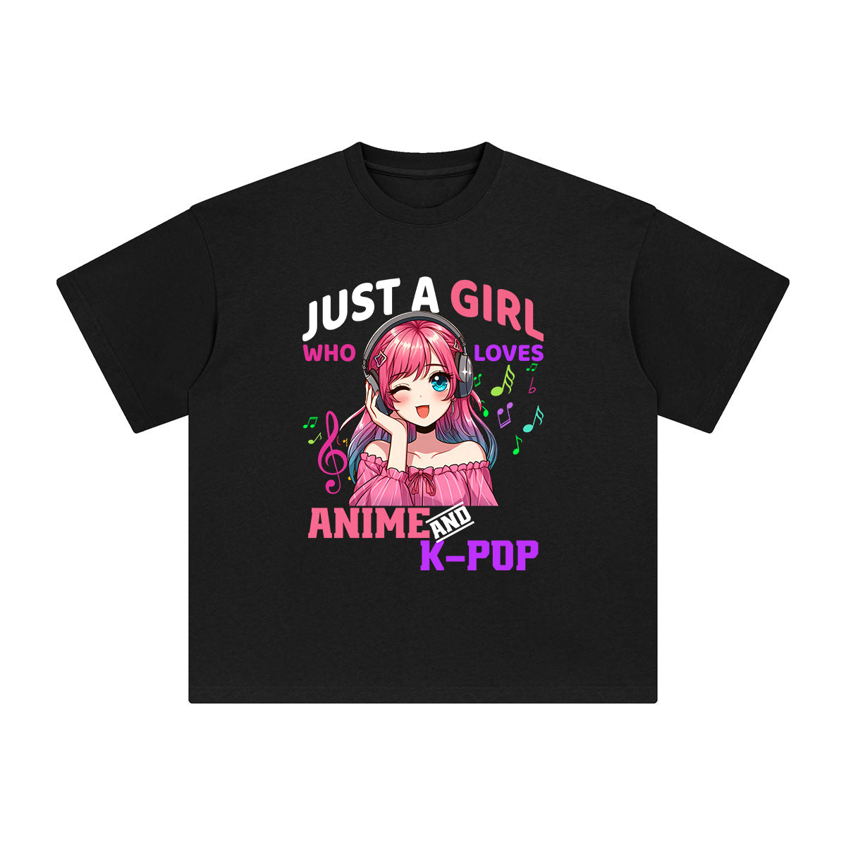 Anime Girl and K-Pop Graphic Tee-INNBLAC Fashion Apparel
