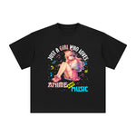 Anime Girl and Music Graphic Tee-INNBLAC Fashion Apparel