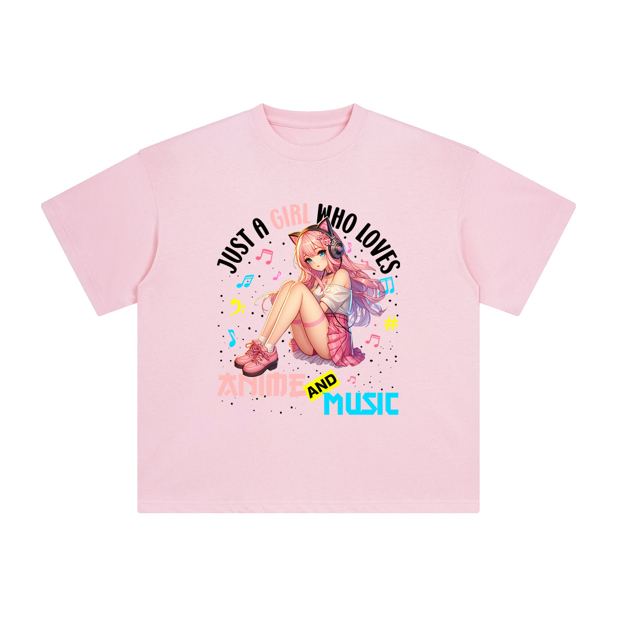 Anime Girl and Music Graphic Tee-INNBLAC Fashion Apparel