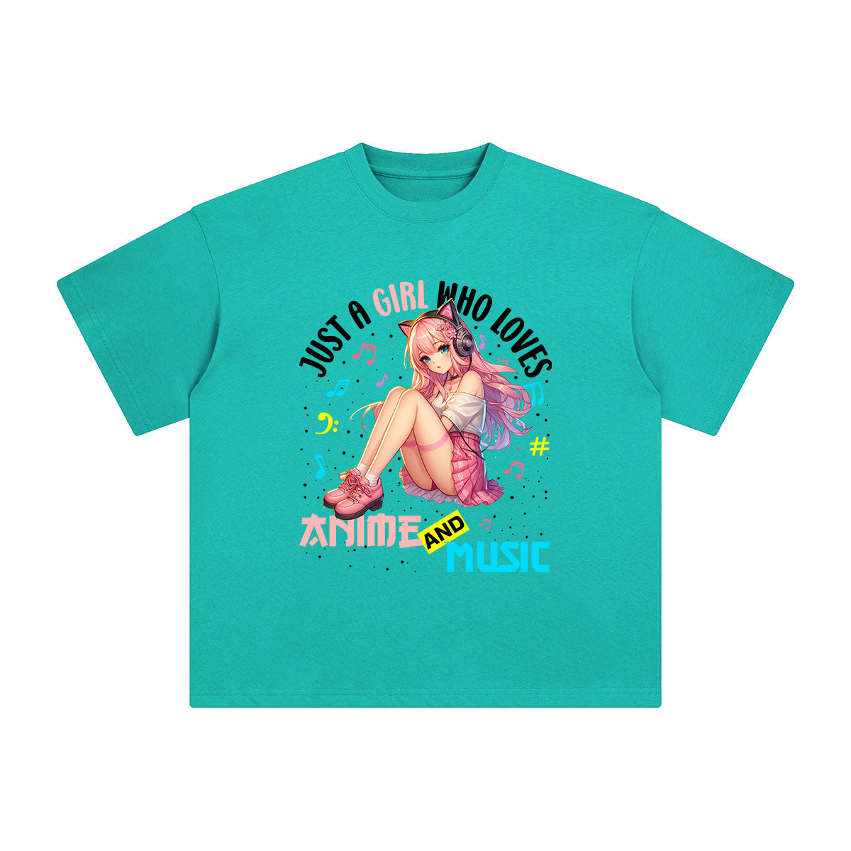 Anime Girl and Music Graphic Tee-INNBLAC Fashion Apparel