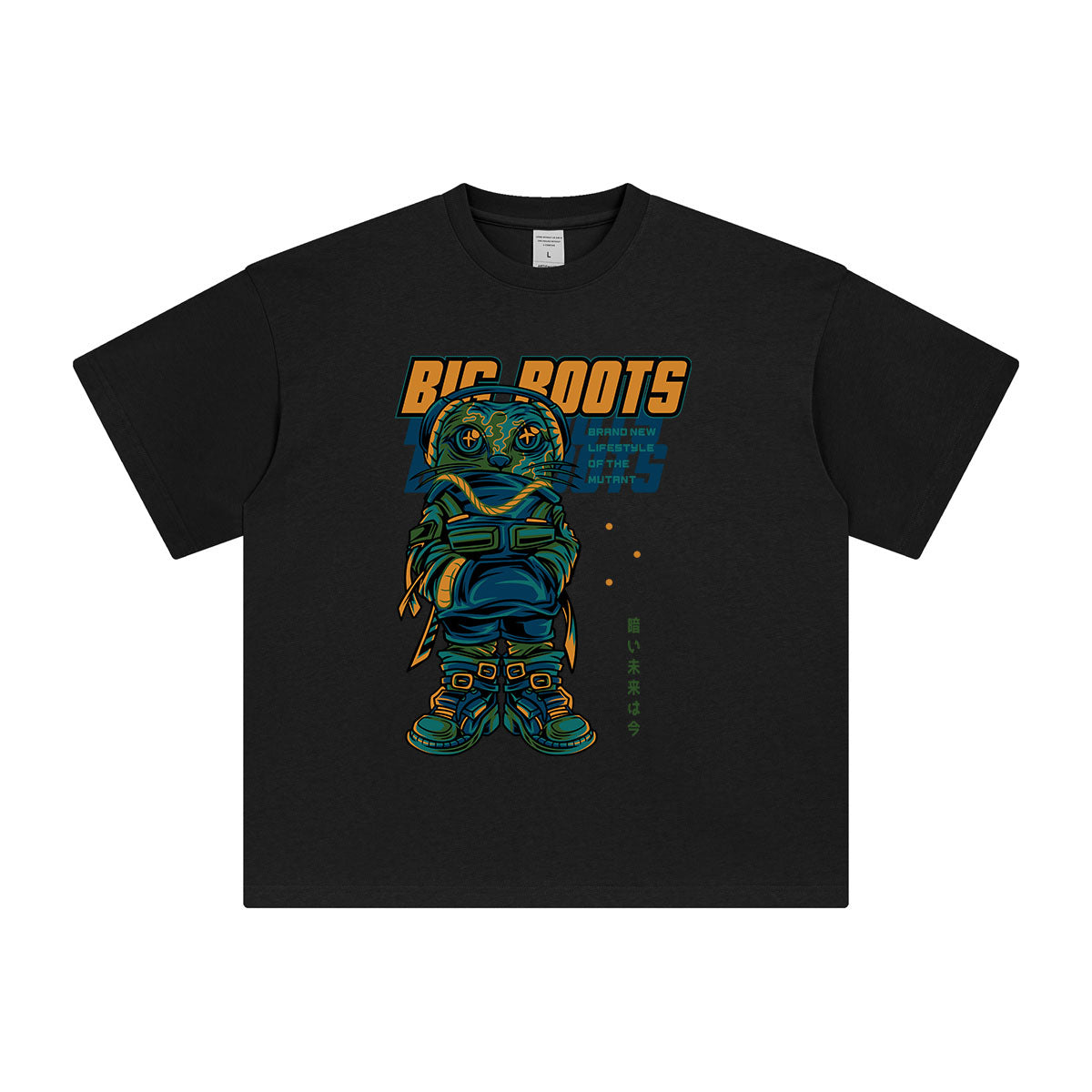 Big Boots Japanese Kanji Graphic Tee-INNBLAC Fashion Apparel