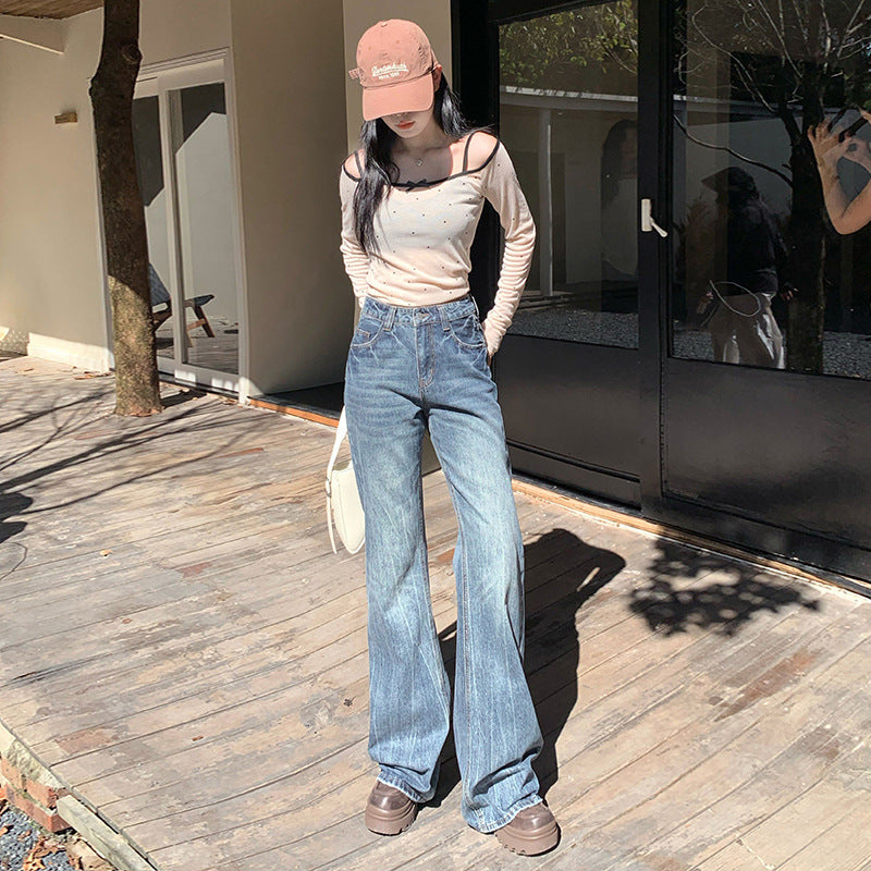 Blue Whiskers Flare Jeans-INNBLAC Fashion Apparel