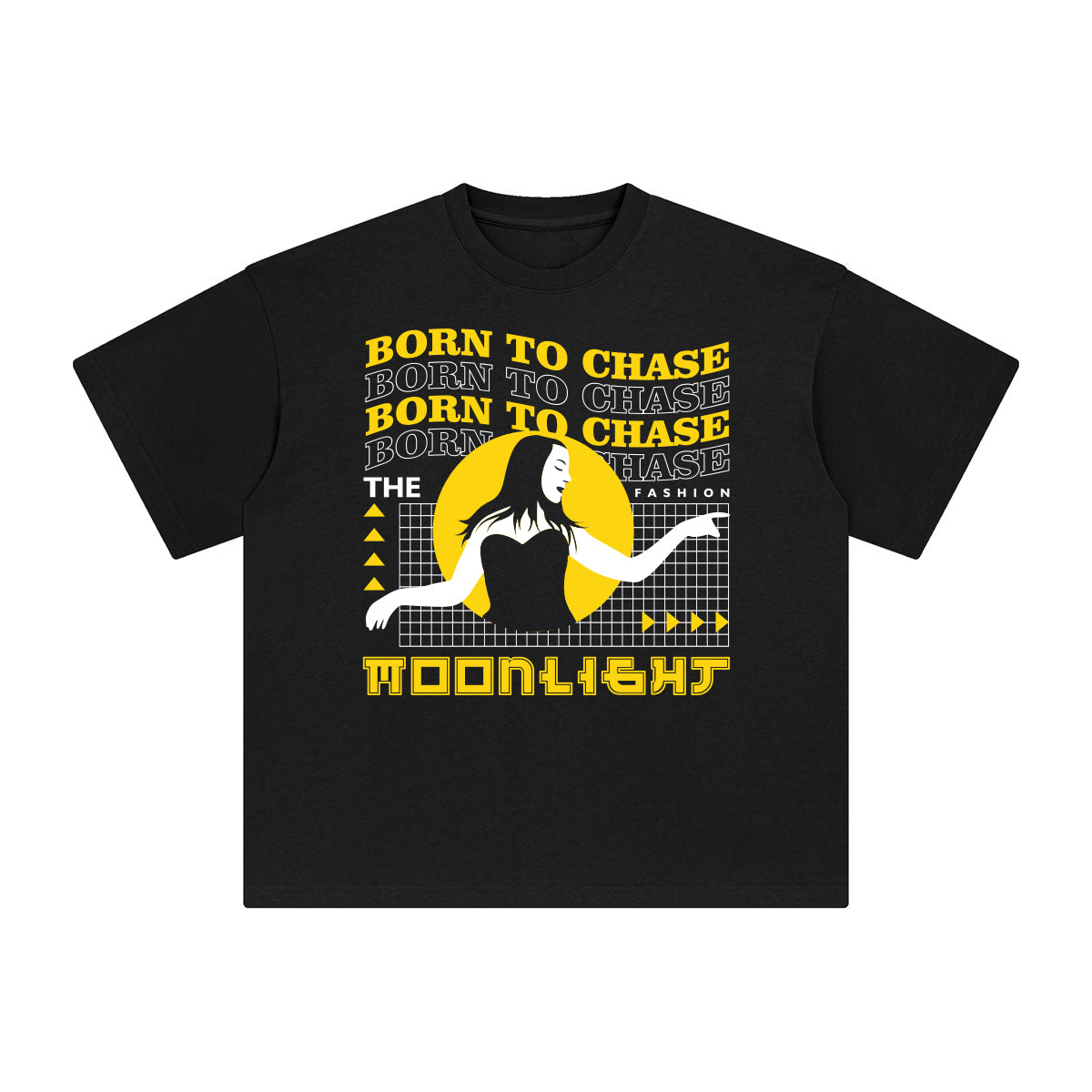 Born to Chase the Moonlight Abstract Graphic Tee-INNBLAC Fashion Apparel