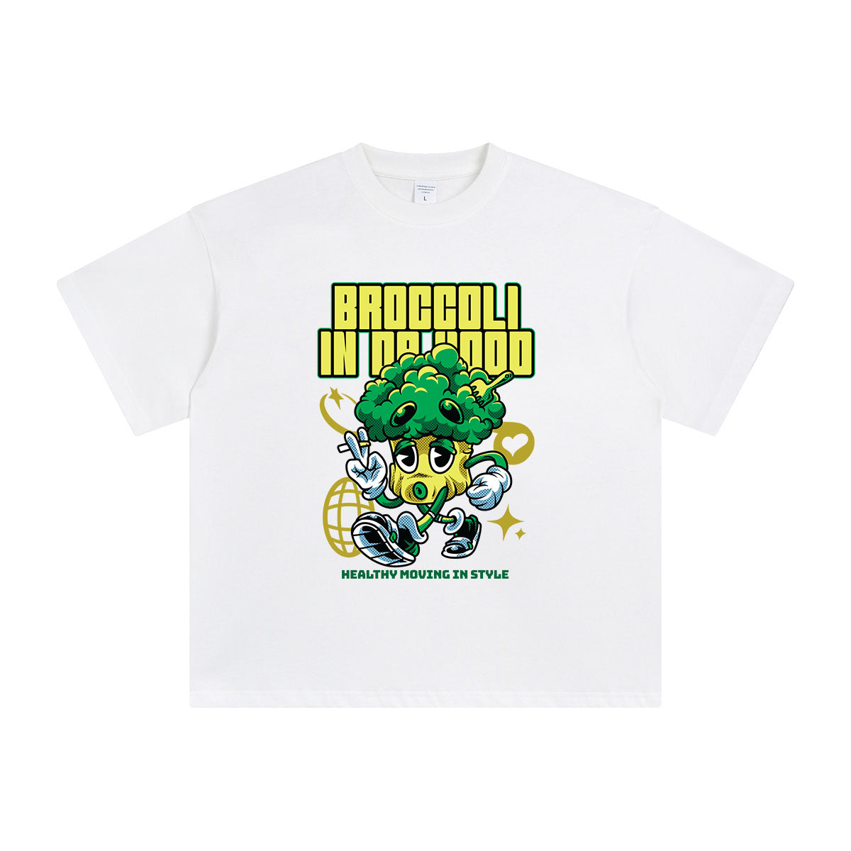 Broccoli in Da Hood Cartoon Tee-INNBLAC Fashion Apparel