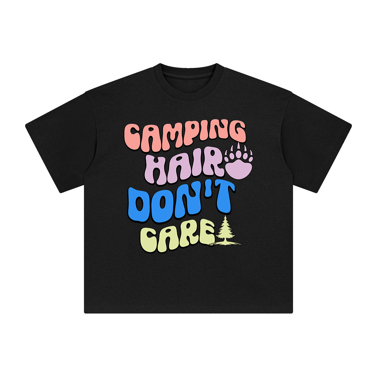 Camping Hair Don't Care Graphic Tee-INNBLAC Fashion Apparel