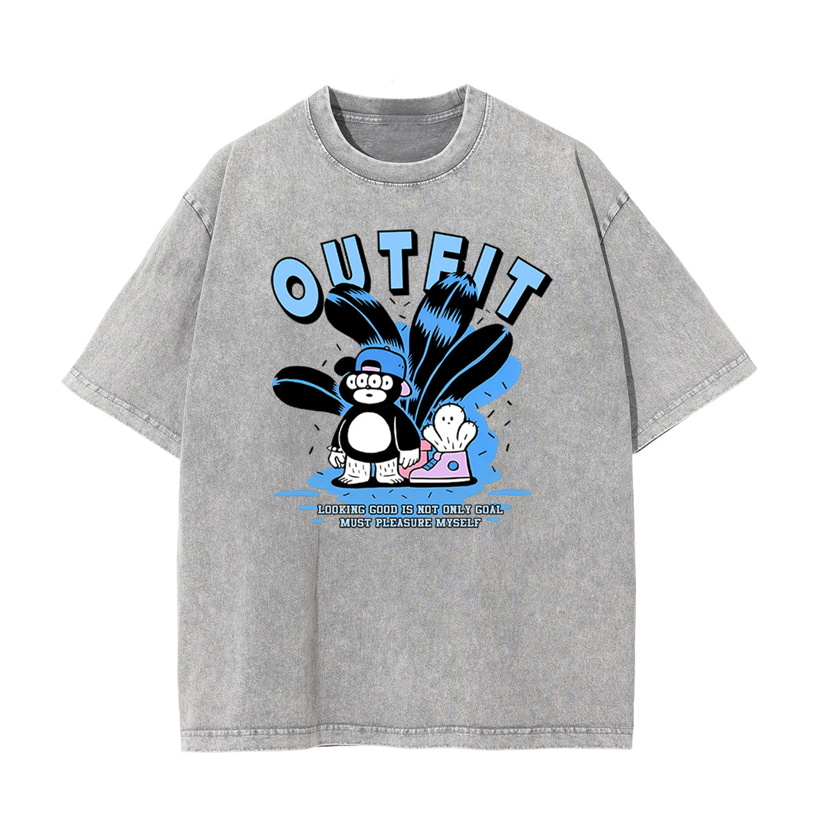 Cartoon Cactus Stone Wash Graphic Tee-INNBLAC Fashion Apparel