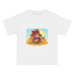 Cartoon Super Kid Holding Triden Graphic Tee-INNBLAC Fashion Apparel