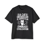 Cat & Slogan Graphic Tee-INNBLAC Fashion Apparel
