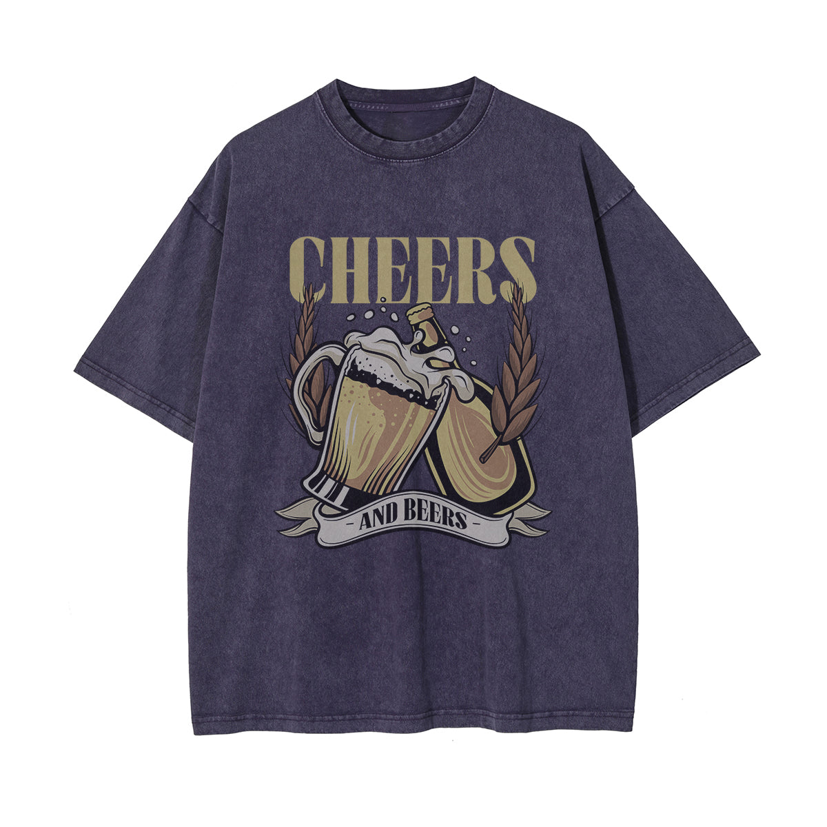 Cheers And Beers Faded Graphic Tee-INNBLAC Fashion Apparel