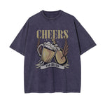 Cheers And Beers Faded Graphic Tee-INNBLAC Fashion Apparel