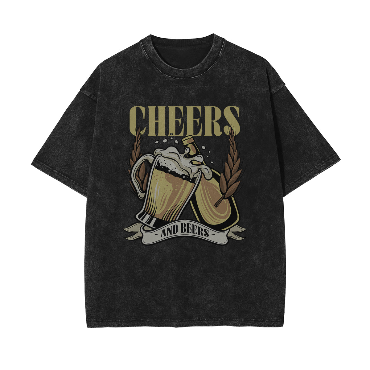 Cheers And Beers Faded Graphic Tee-INNBLAC Fashion Apparel