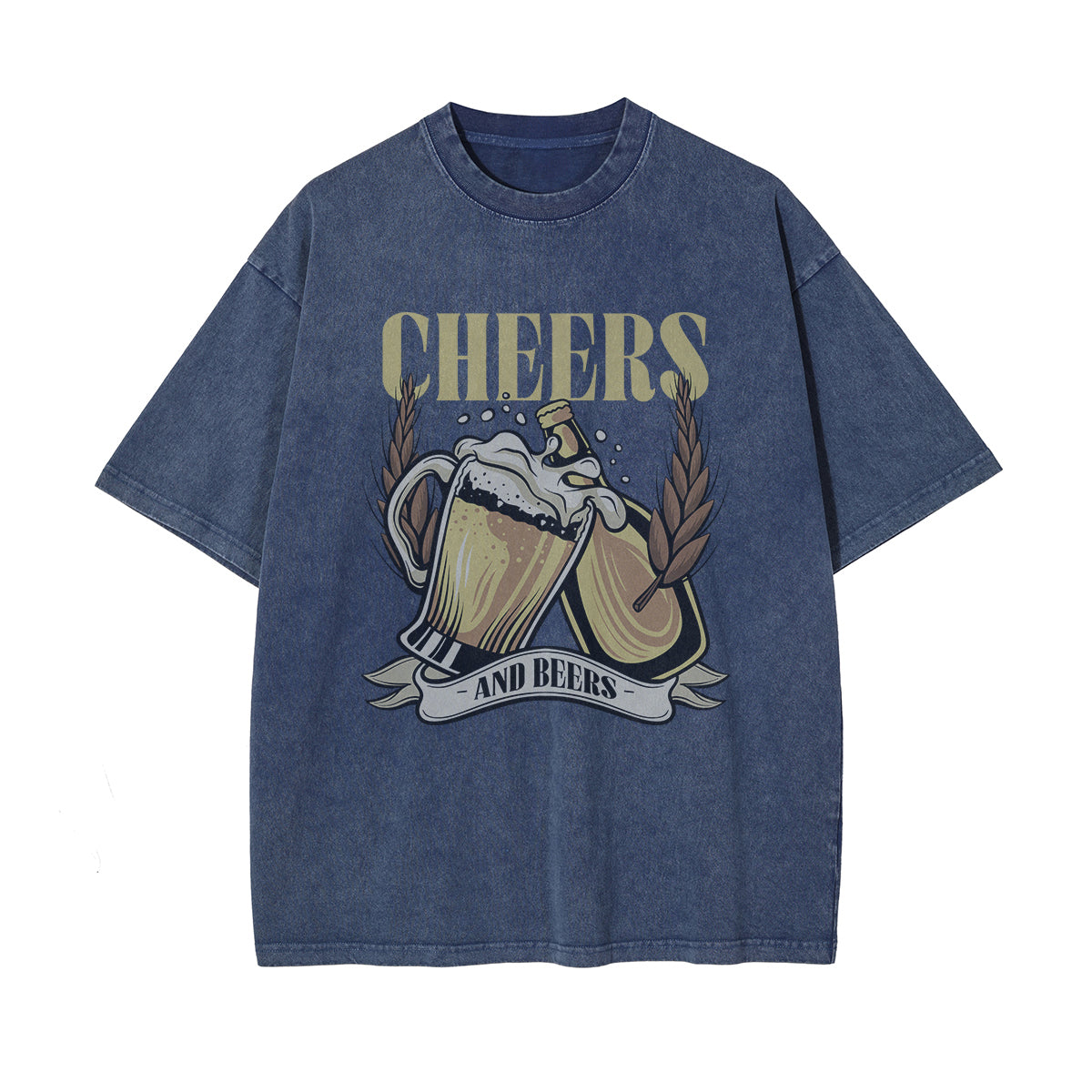 Cheers And Beers Faded Graphic Tee-INNBLAC Fashion Apparel