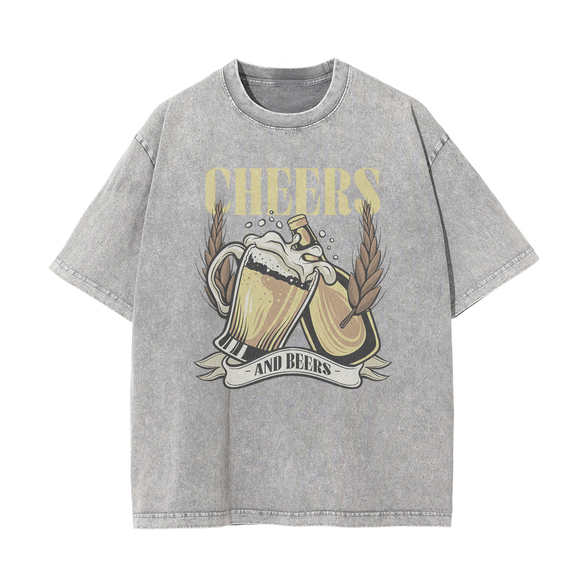 Cheers And Beers Faded Graphic Tee-INNBLAC Fashion Apparel