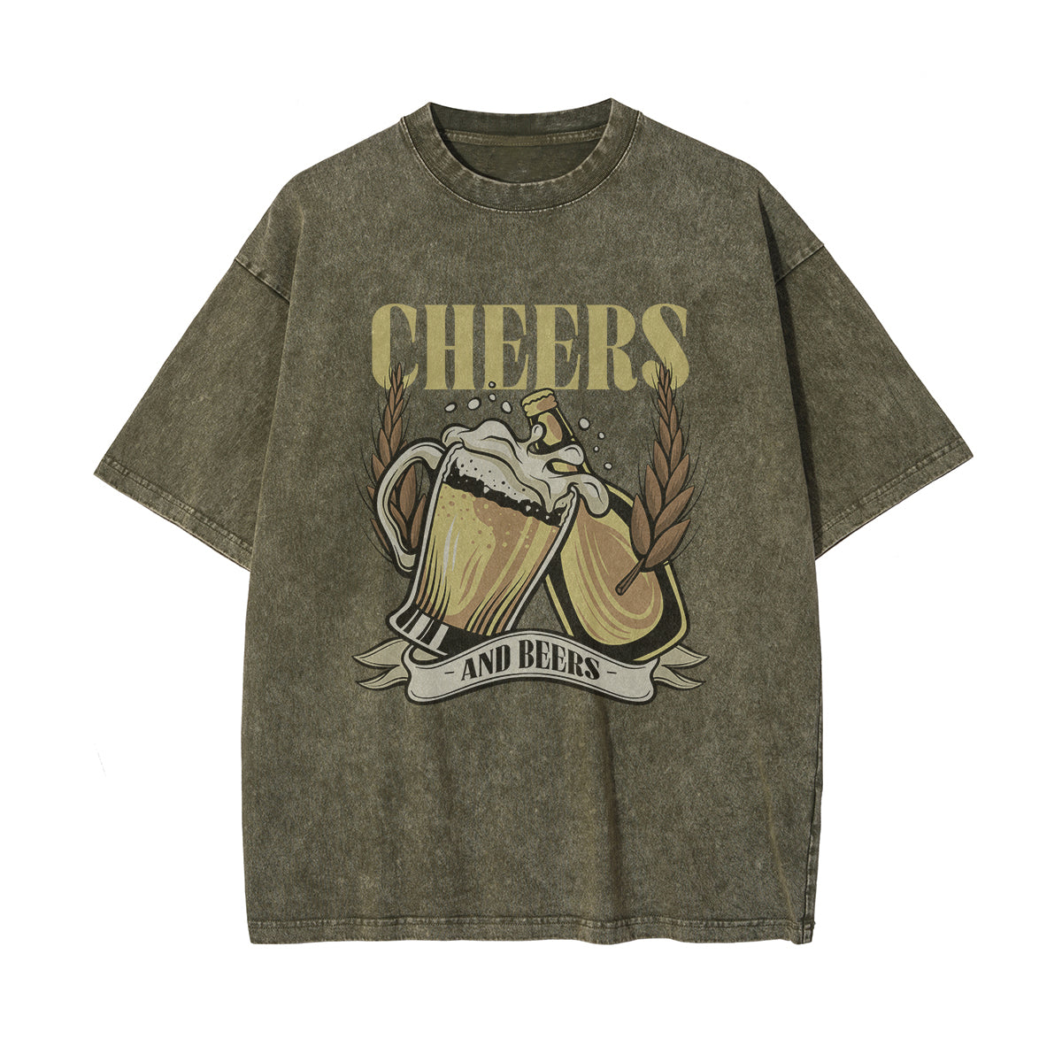 Cheers And Beers Faded Graphic Tee-INNBLAC Fashion Apparel