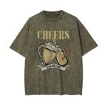 Cheers And Beers Faded Graphic Tee-INNBLAC Fashion Apparel
