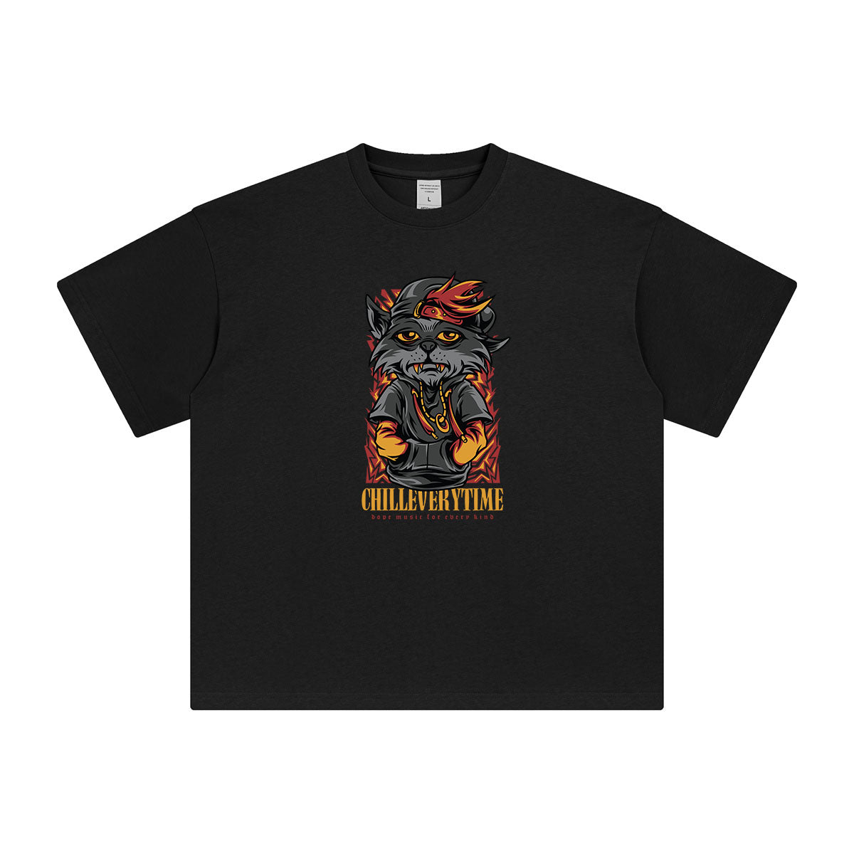 Chill Everytime Cartoon Wolf Graphic Tee-INNBLAC Fashion Apparel