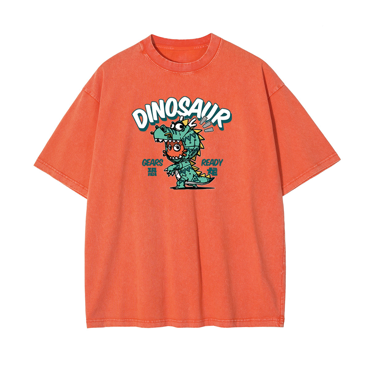 Chinese Characters Lovely Dinosaur Graphic Tee-INNBLAC Fashion Apparel