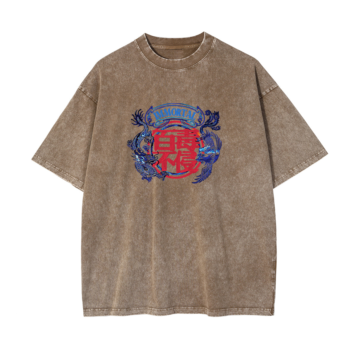 Chinese Characters Washed Graphic Tee-INNBLAC Fashion Apparel