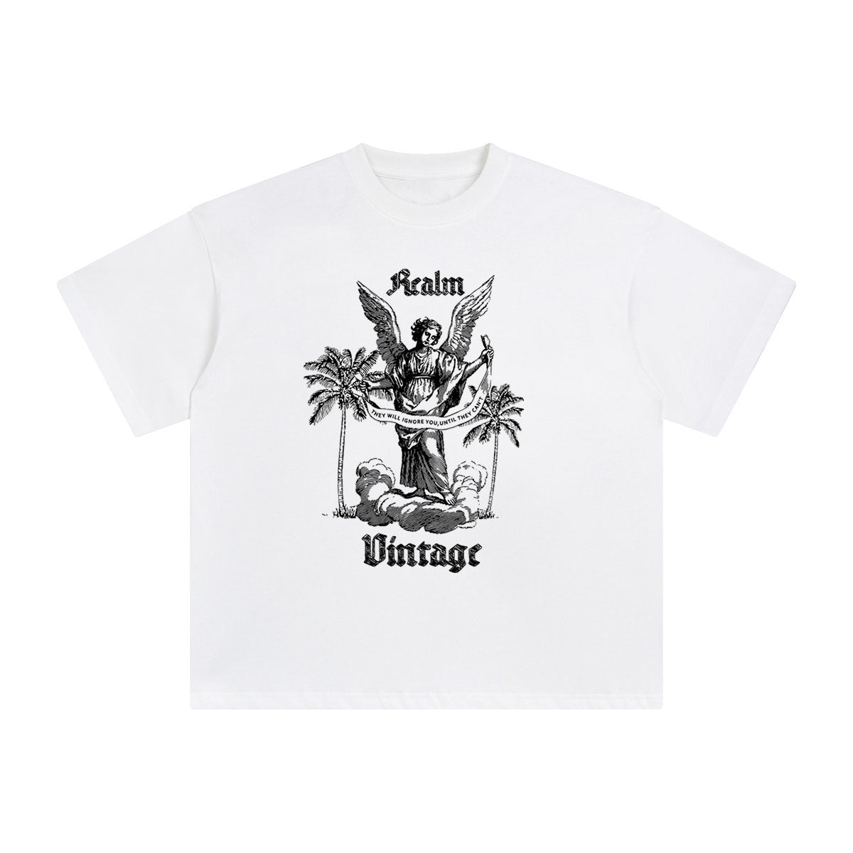 Coconut Tree Angel Aesthetic Graphic Tee-INNBLAC Fashion Apparel