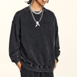 Crew Neck Faded Sweatshirt-INNBLAC Fashion Apparel