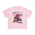 Cute Dragons And Books Cartoon Graphic Tee-INNBLAC Fashion Apparel
