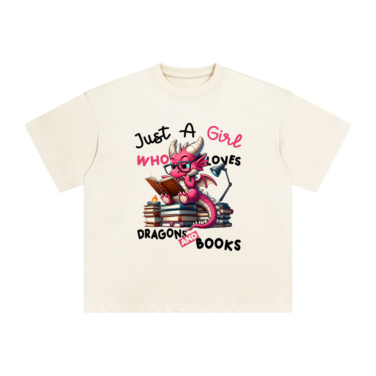 Cute Dragons And Books Cartoon Graphic Tee-INNBLAC Fashion Apparel