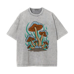 Cute Mushroom Washed Graphic Tee-INNBLAC Fashion Apparel