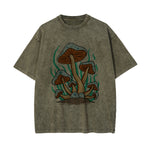 Cute Mushroom Washed Graphic Tee-INNBLAC Fashion Apparel