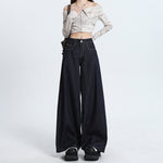 Dark Blue Wide Leg Denim Jeans-INNBLAC Fashion Apparel