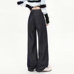 Dark Blue Wide Leg Jeans-INNBLAC Fashion Apparel