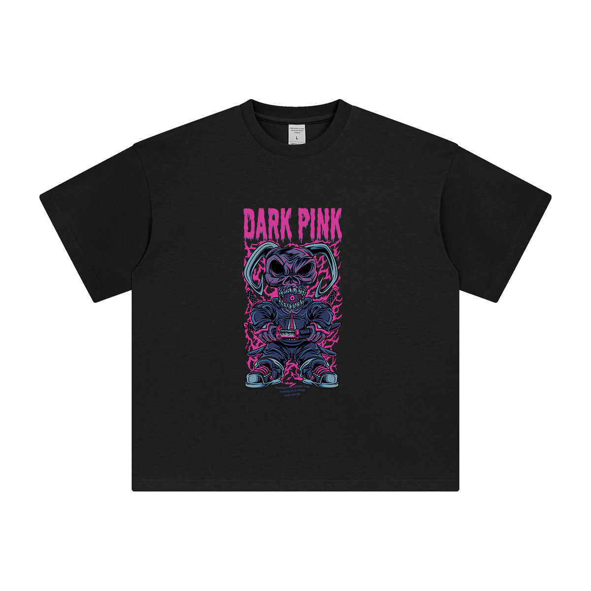 Dark Pink Skull Punk Graphic Tee-INNBLAC Fashion Apparel