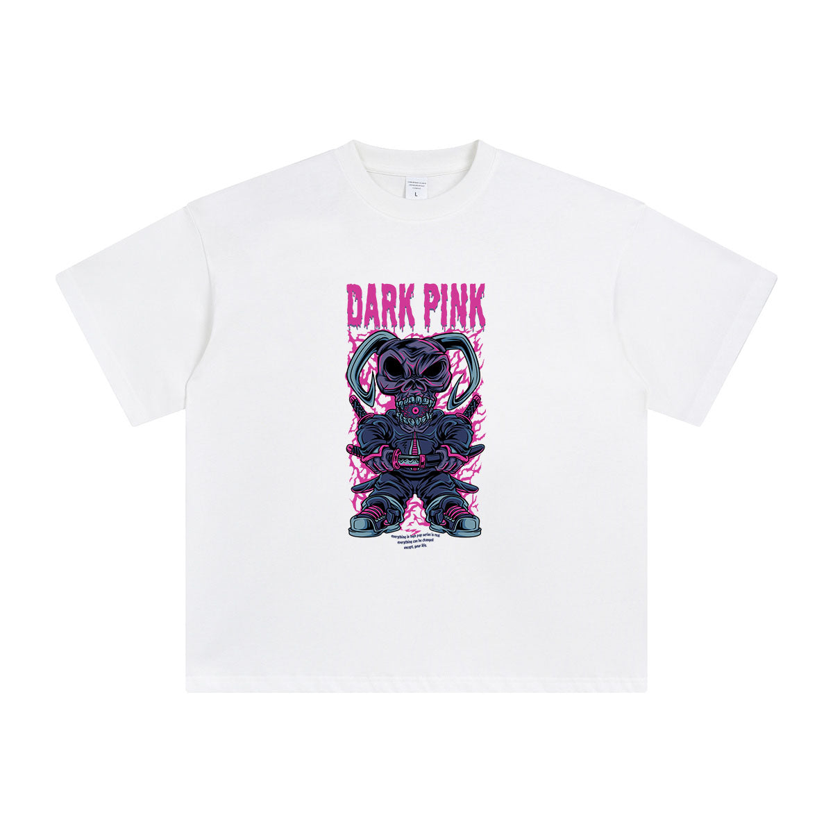 Dark Pink Skull Punk Graphic Tee-INNBLAC Fashion Apparel