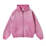 Distressed Double Slider Zip Hoodie-INNBLAC Fashion Apparel