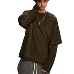 Stone Wash Distressed Mock Two Piece Sweatshirt-INNBLAC Fashion Apparel