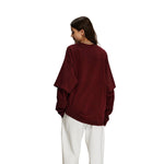 Women's Stone Wash Distressed Mock Two Piece Sweatshirt-INNBLAC Fashion Apparel