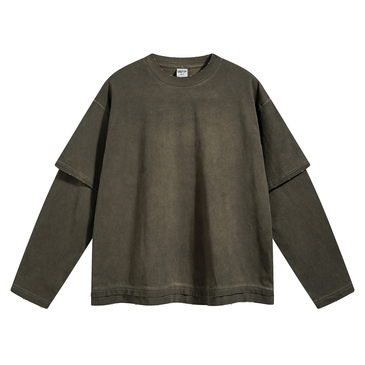 Women's Stone Wash Distressed Mock Two Piece Sweatshirt-INNBLAC Fashion Apparel